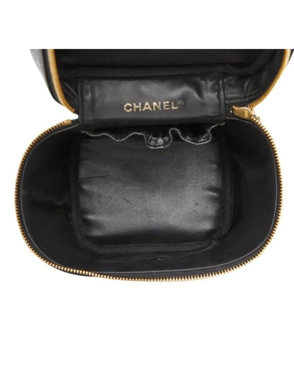 Chanel CC Logo Vanity Bag Handbag Black Caviar Leather - Picture 9 of 10